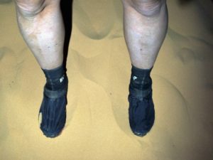 my DYI shoe covers with Inov-8 gaiters!